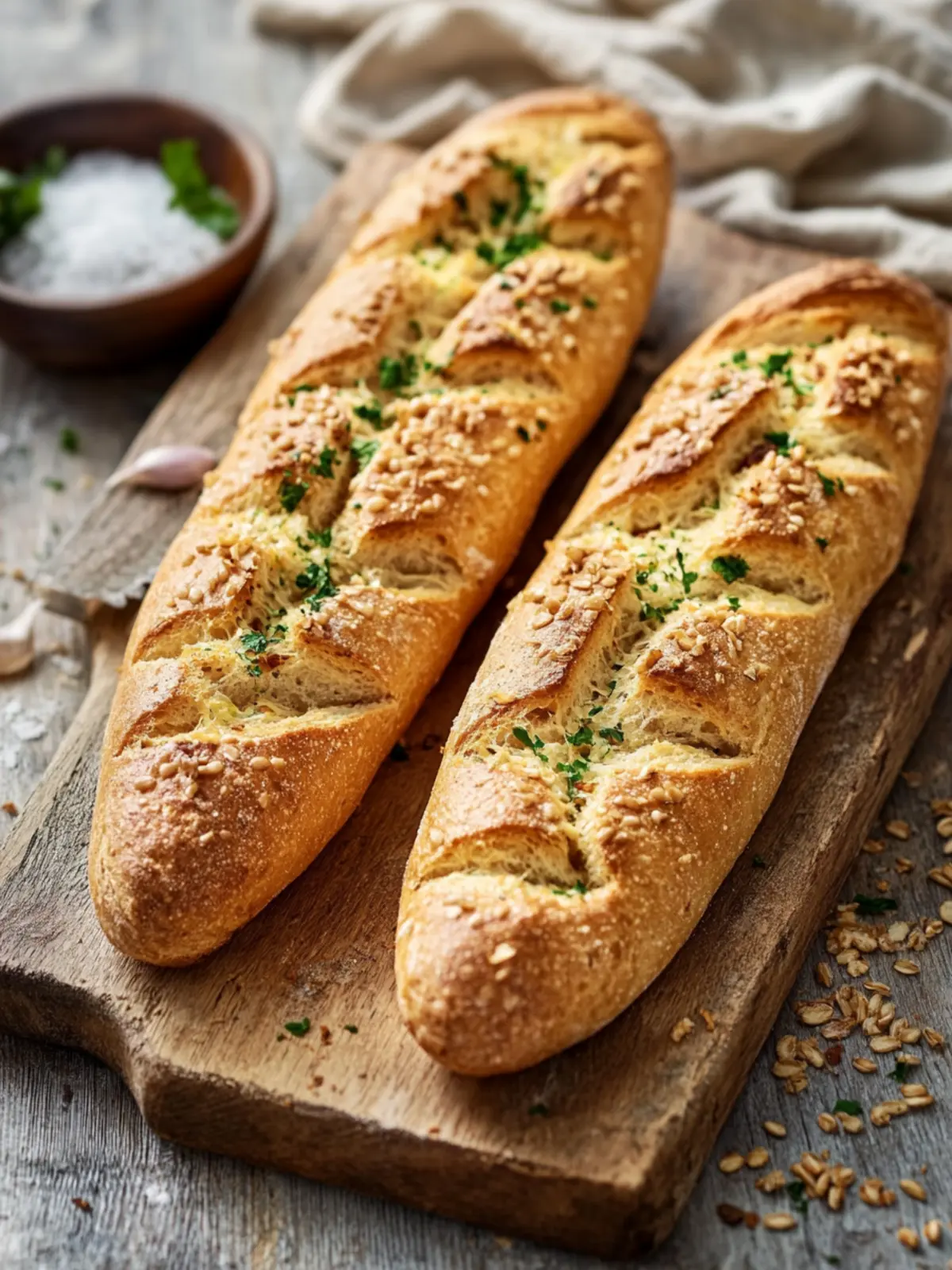 Knusprige Low Carb Knoblauch-Baguettes Proteinreich & Schnell