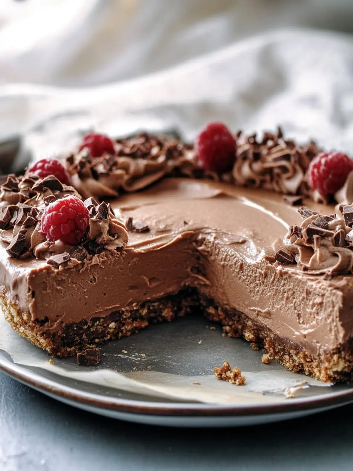 Fast schuldloser kein-Back-Schokoladenmousse-Kuchen (vegan)
