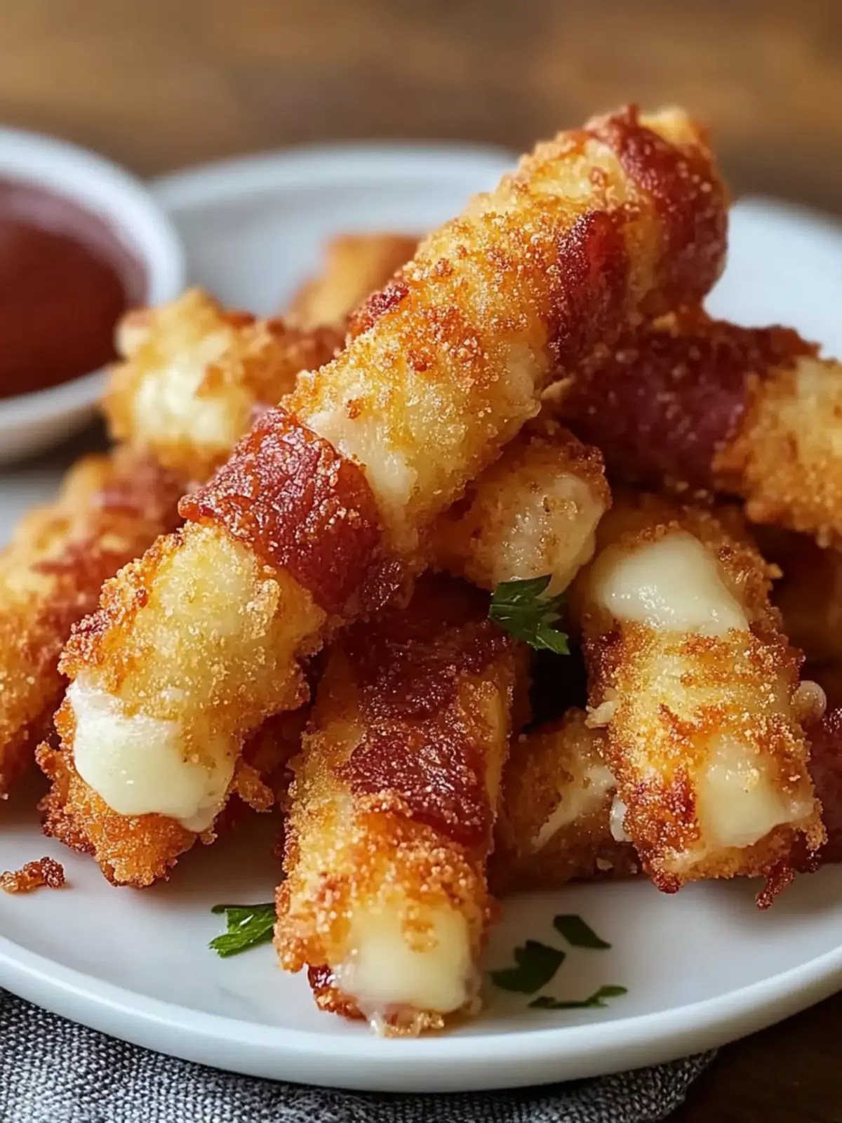 Knusprige Bacon-Mozzarella-Sticks
