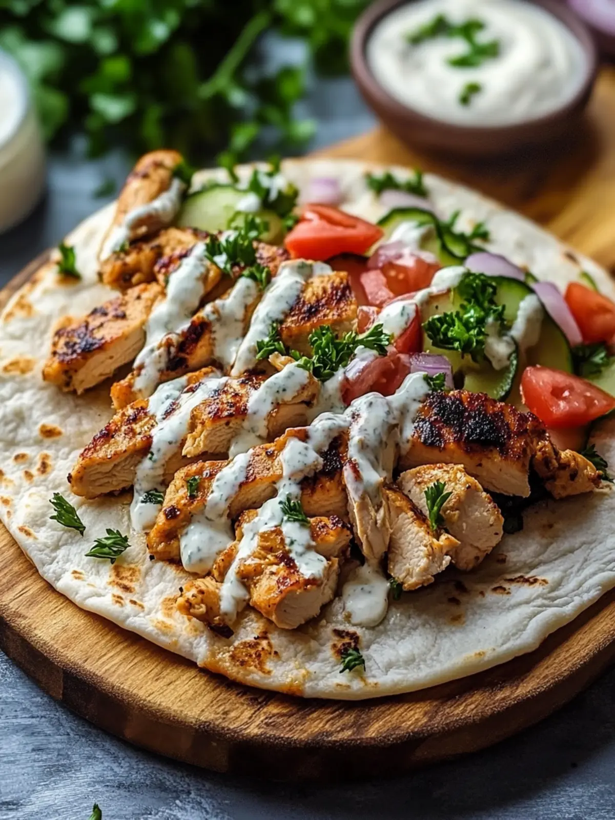 Einfaches Hähnchen-Gyros in cremiger Sauerrahmsauce