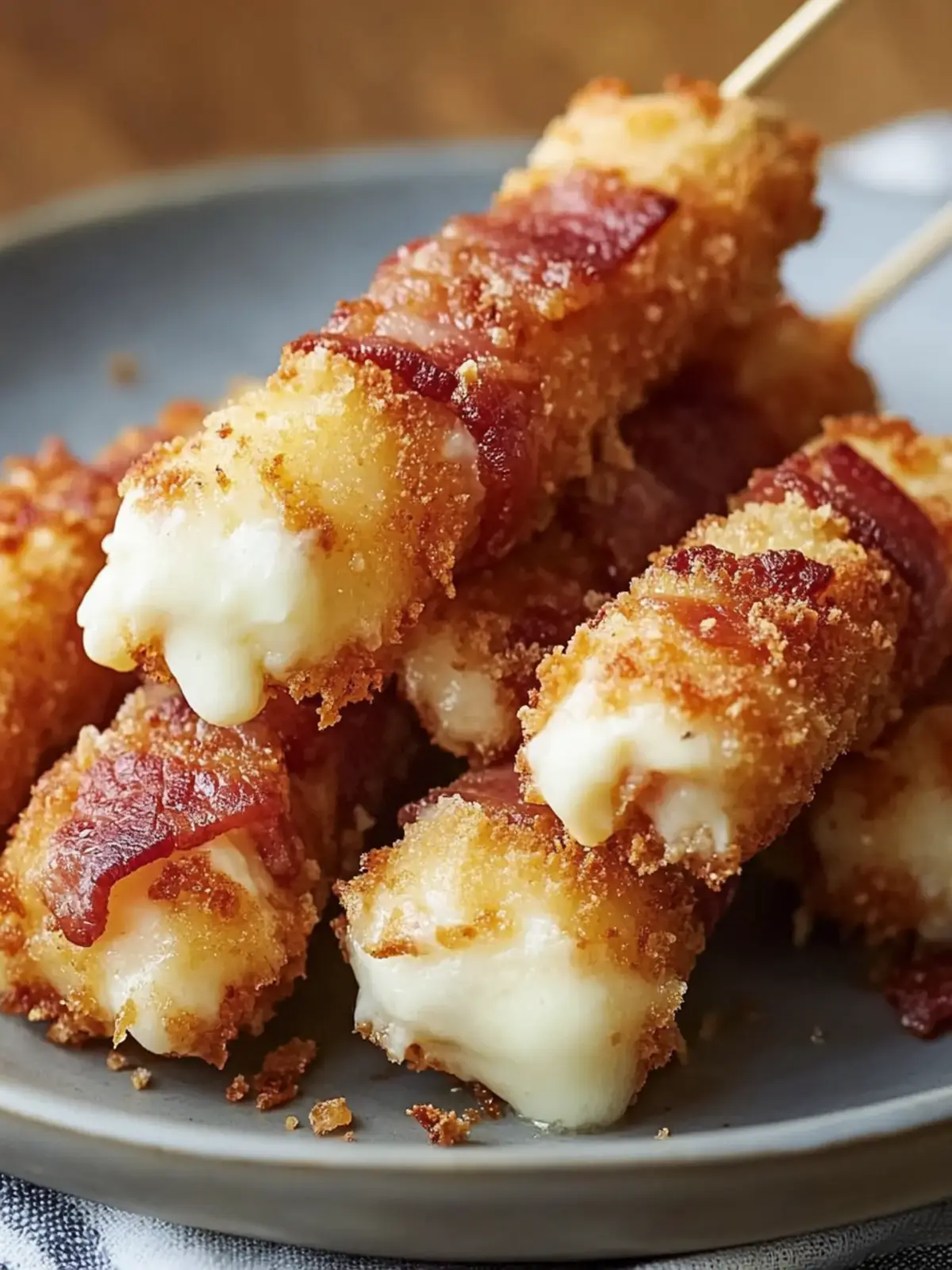 Knusprige Bacon-Mozzarella-Sticks