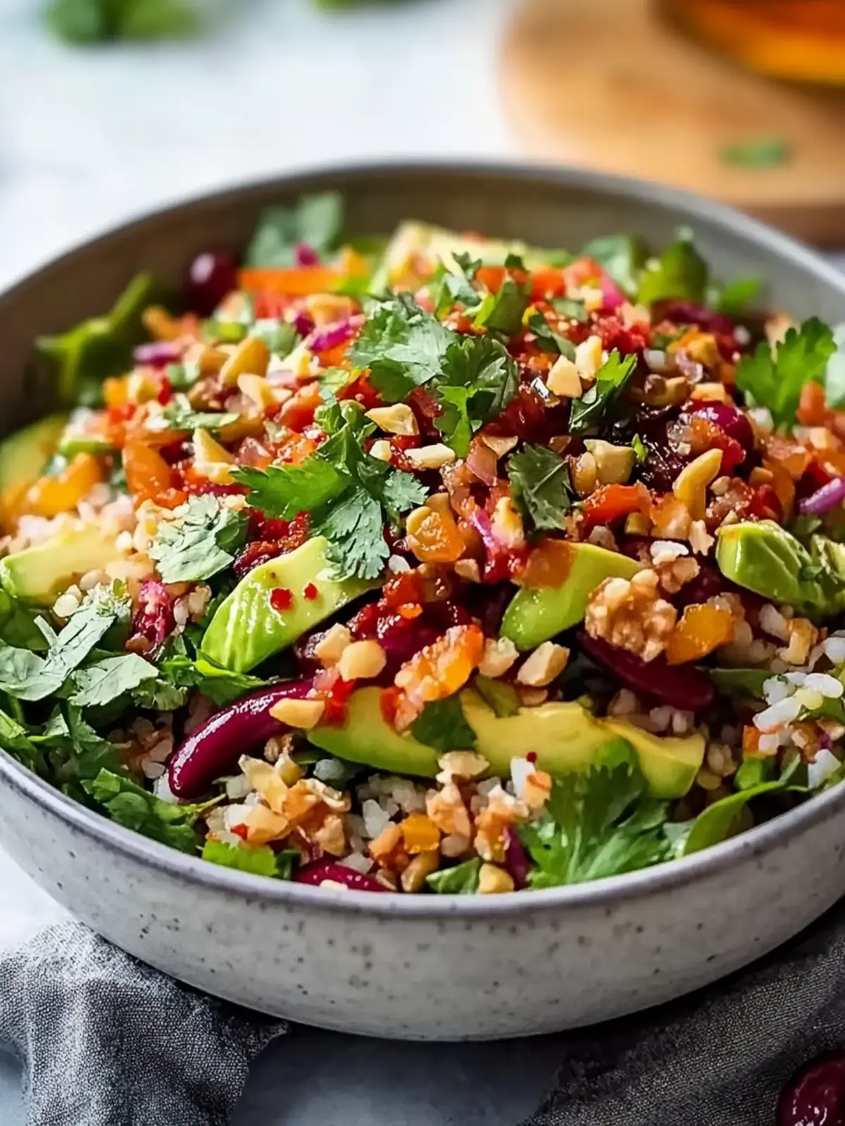 Knuspriger Reissalat Erdnuss Chili
